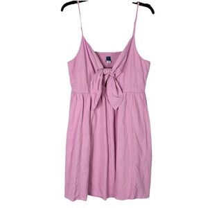 Old Navy Pink Linen Bow Mini Dress L Cottagecore Boho Indie Coquette Cutesy Y2K
